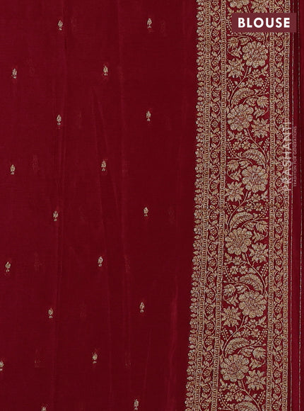 Banarasi semi crepe saree beige and maroon with allover thread & zari woven buttas and woven border