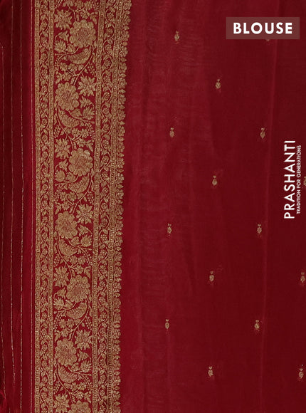 Banarasi semi crepe saree beige and maroon with allover thread & zari woven buttas and woven border