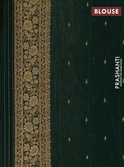 Banarasi semi crepe saree beige and green with allover thread & zari woven buttas and woven border