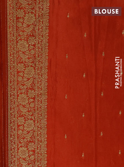 Banarasi semi crepe saree beige and rustic orange with allover thread & zari woven buttas and woven border