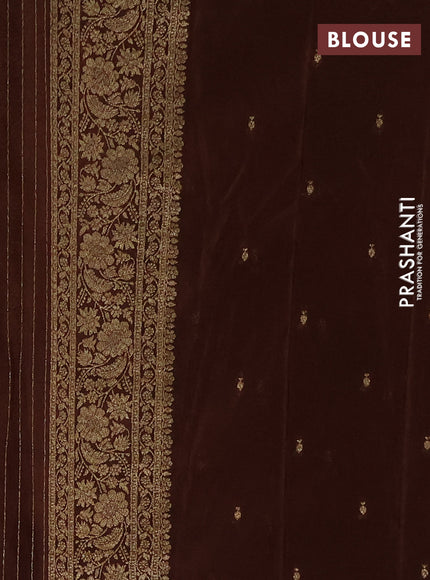 Banarasi semi crepe saree beige and coffee brown with allover thread & zari woven buttas and woven border
