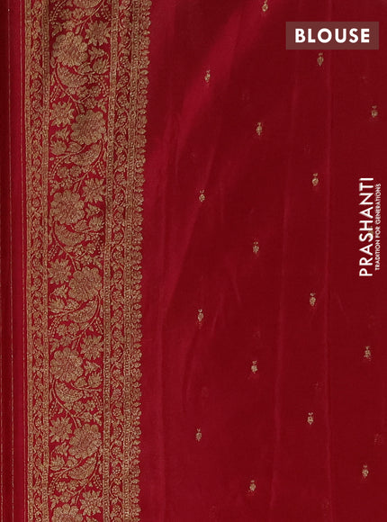 Banarasi semi crepe saree beige and dark pink with allover thread & zari woven buttas and woven border