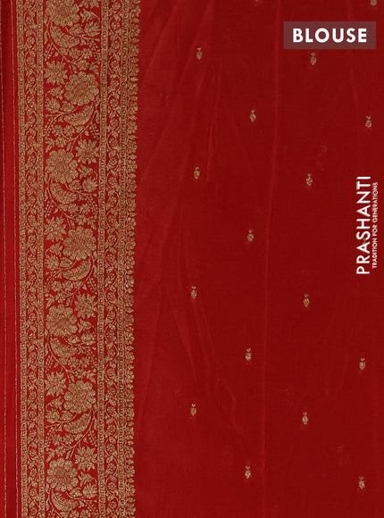 Banarasi semi crepe saree beige and red with allover thread & zari woven buttas and woven border