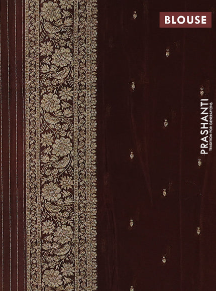 Banarasi semi crepe saree beige and brown with allover thread & zari woven buttas and woven border