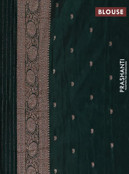 Banarasi semi crepe saree red and bottle green with allover thread & zari weaves and woven border