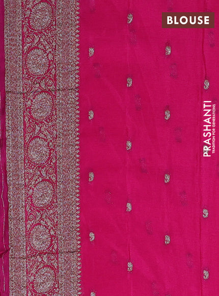 Banarasi semi crepe saree peacock blue and pink with allover thread & zari weaves and woven border