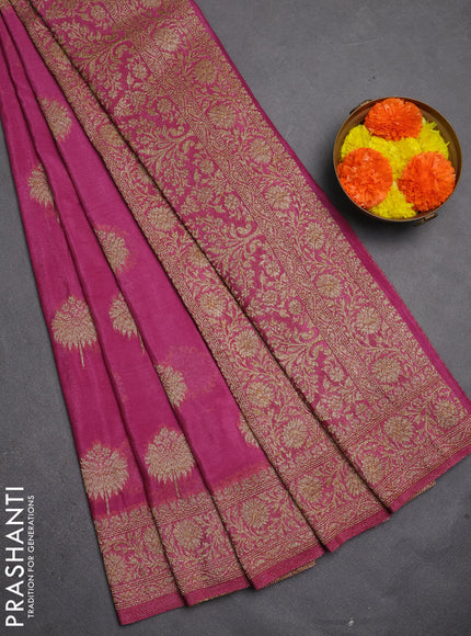 Banarasi semi crepe saree mauve pink with allover thread & zari woven buttas and woven border