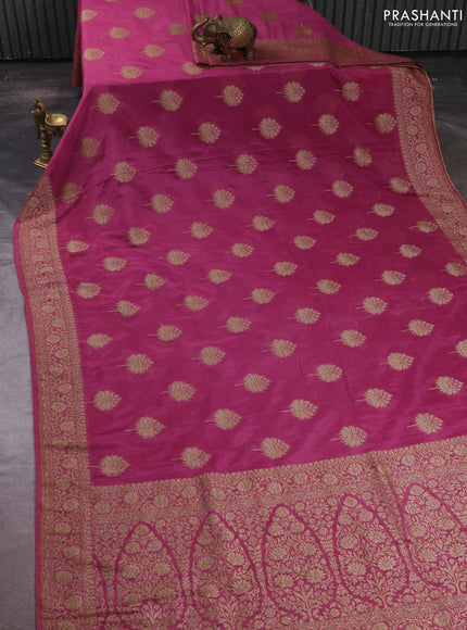Banarasi semi crepe saree mauve pink with allover thread & zari woven buttas and woven border