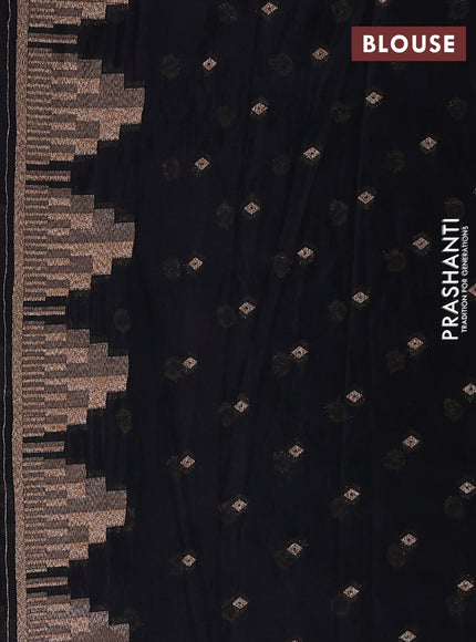 Banarasi semi crepe saree black with allover thread & zari woven buttas and temple woven border