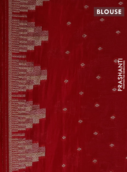 Banarasi semi crepe saree red with allover thread & zari woven buttas and temple woven border