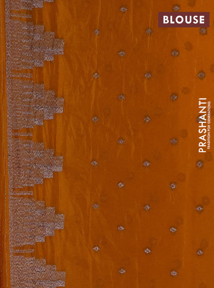 Banarasi semi crepe saree dark mustard with allover thread & zari woven buttas and temple woven border