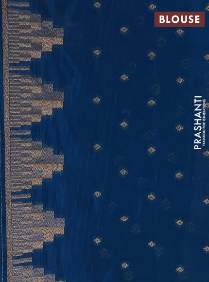 Banarasi semi crepe saree peacock blue with allover thread & zari woven buttas and temple woven border