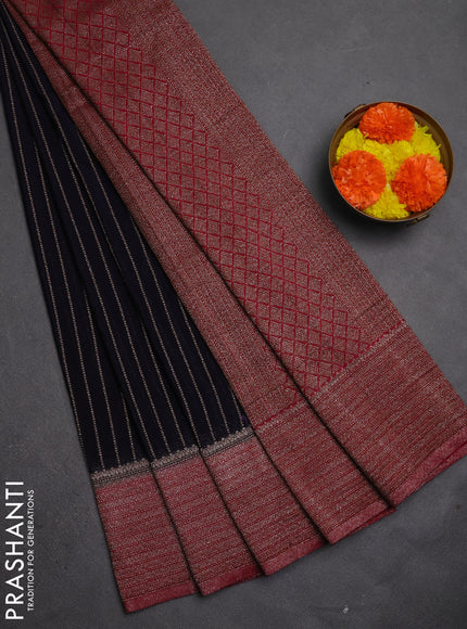 Banarasi semi crepe saree navy blue and wine shade with allover thread & zari weaves and woven border