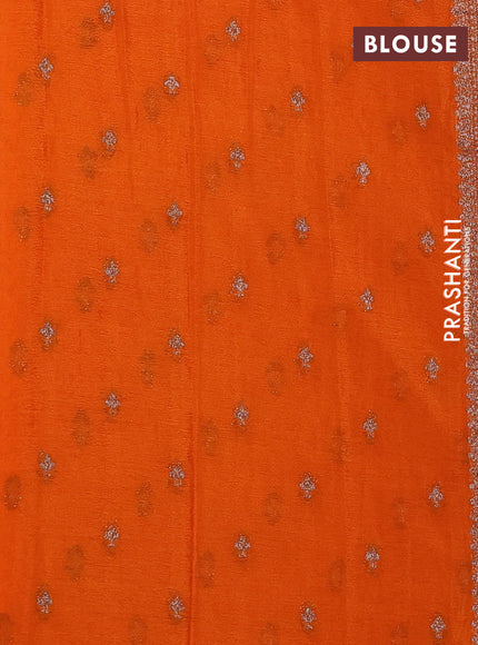 Banarasi semi crepe saree peacock blue and rust shade with allover thread & zari weaves and woven border