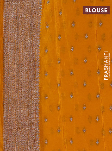 Banarasi semi crepe saree red and dark mustard with allover thread & zari weaves and woven border