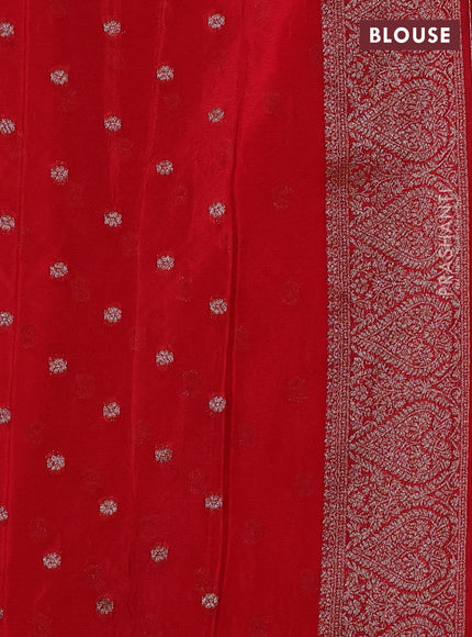 Banarasi semi crepe saree red with allover thread & zari weaves and woven border