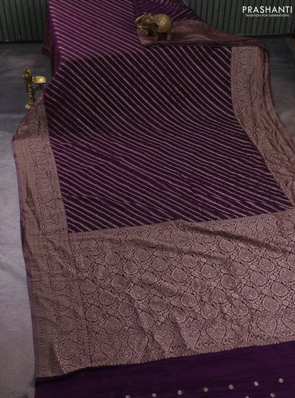 Banarasi semi crepe saree purple with allover thread & zari weaves and woven border