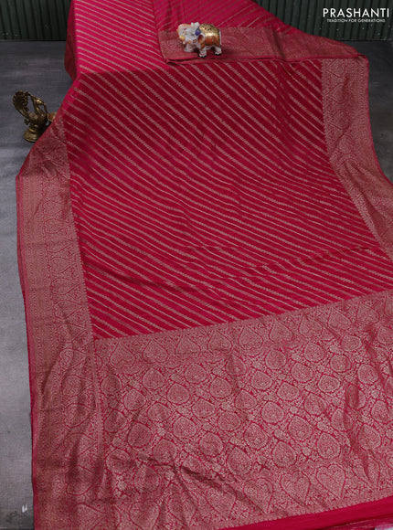 Banarasi semi crepe saree pink with allover thread & zari weaves and woven border