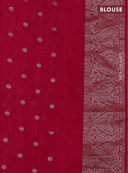 Banarasi semi crepe saree pink with allover thread & zari weaves and woven border