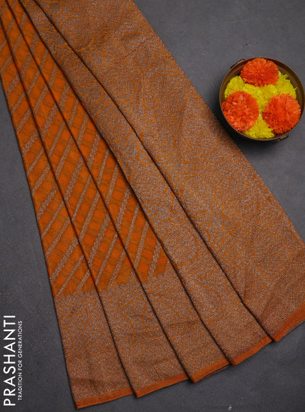 Banarasi semi crepe saree mango yellow with allover thread & zari weaves and woven border