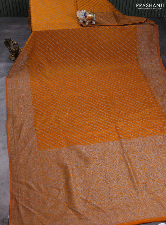Banarasi semi crepe saree mango yellow with allover thread & zari weaves and woven border