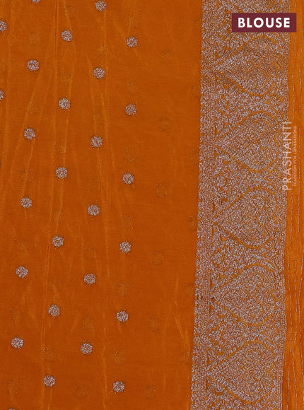 Banarasi semi crepe saree mango yellow with allover thread & zari weaves and woven border