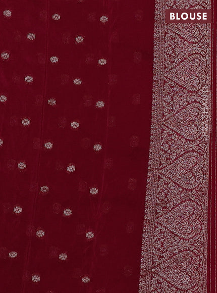 Banarasi semi crepe saree wine shade with allover thread & zari weaves and woven border