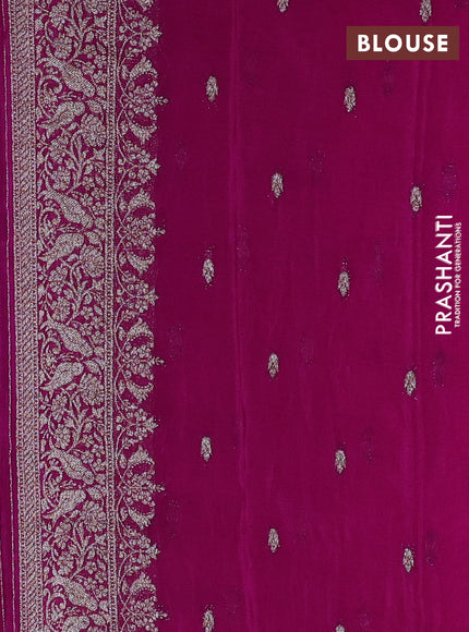 Banarasi semi crepe saree purple with allover thread & zari woven buttas and woven border