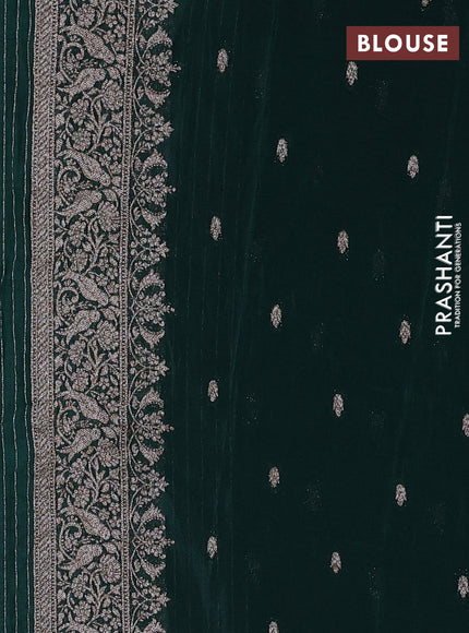 Banarasi semi crepe saree bottle green with allover thread & zari woven buttas and woven border