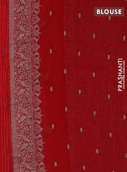 Banarasi semi crepe saree maroon with allover thread & zari woven buttas and woven border
