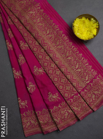 Banarasi semi crepe saree pink with allover thread & zari woven buttas and woven border