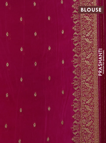 Banarasi semi crepe saree pink with allover thread & zari woven buttas and woven border