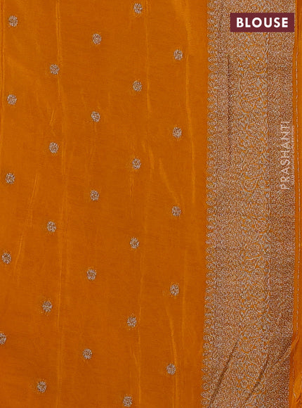 Banarasi semi crepe saree red and dark mustard with allover thread & zari weaves and woven border
