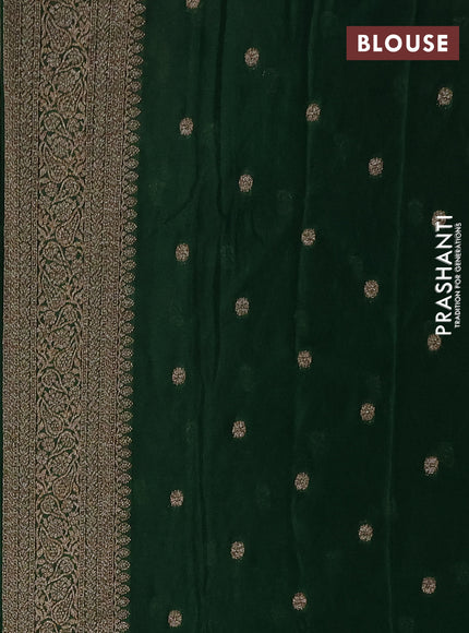 Banarasi semi crepe saree deep wine and bottle green with allover thread & zari weaves and woven border