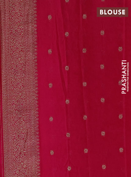Banarasi semi crepe saree orange and pink with allover thread & zari weaves and woven border