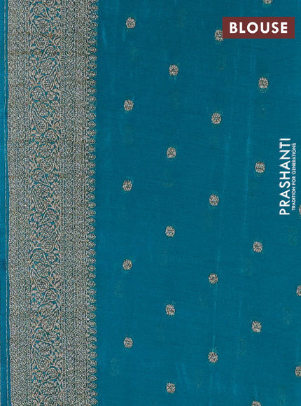 Banarasi semi crepe saree pink and teal green with allover thread & zari weaves and woven border