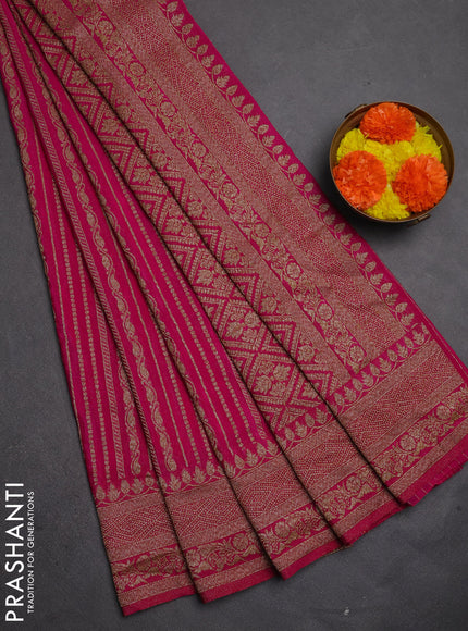 Banarasi semi crepe saree pink with allover thread & zari weaves and woven border
