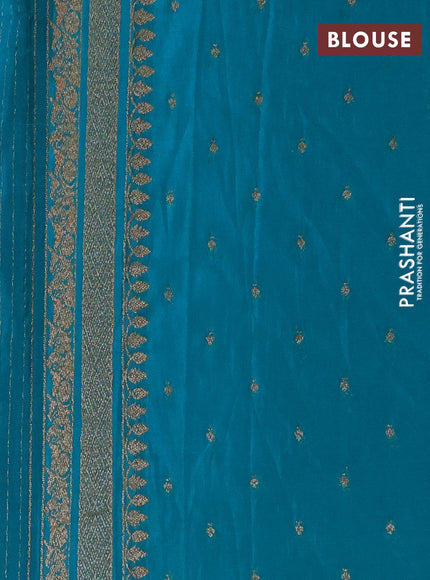 Banarasi semi crepe saree teal green with allover thread & zari weaves and woven border