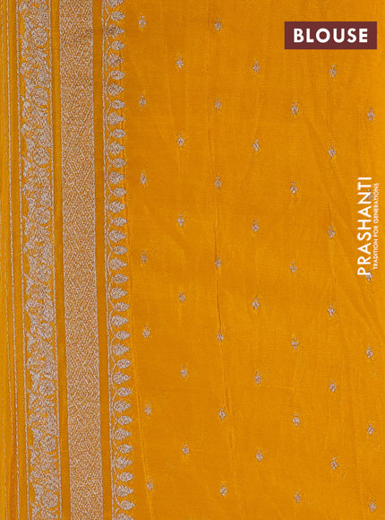 Banarasi semi crepe saree mustard yellow with allover thread & zari weaves and woven border