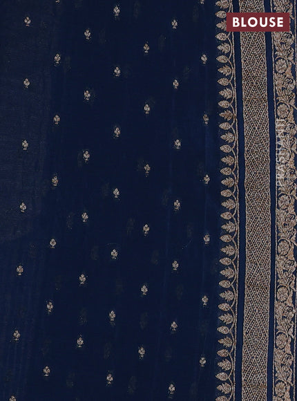 Banarasi semi crepe saree peacock blue with allover thread & zari weaves and woven border