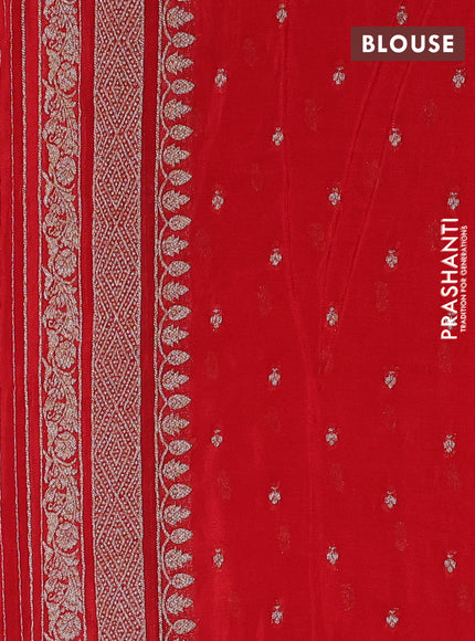 Banarasi semi crepe saree red with allover thread & zari weaves and woven border
