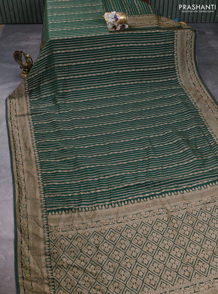 Banarasi semi crepe saree green with allover thread & zari weaves and woven border