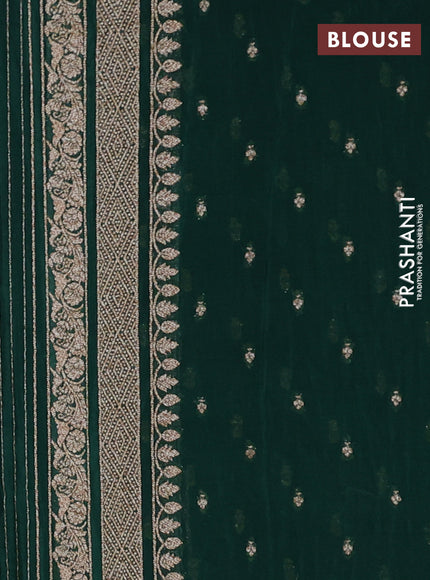 Banarasi semi crepe saree green with allover thread & zari weaves and woven border
