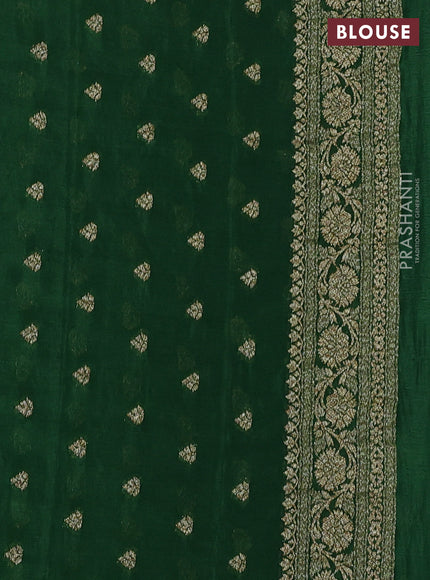 Banarasi semi crepe saree pink and green with allover thread & zari woven buttas and woven border