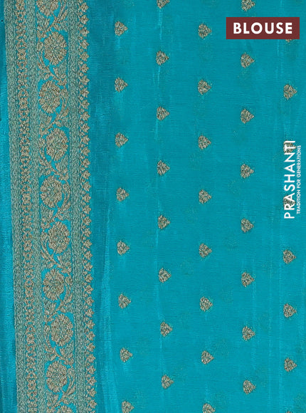 Banarasi semi crepe saree deep wine and teal green with allover thread & zari woven buttas and woven border