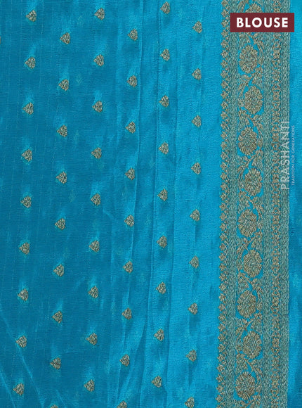 Banarasi semi crepe saree violet and peacock green with allover thread & zari woven buttas and woven border