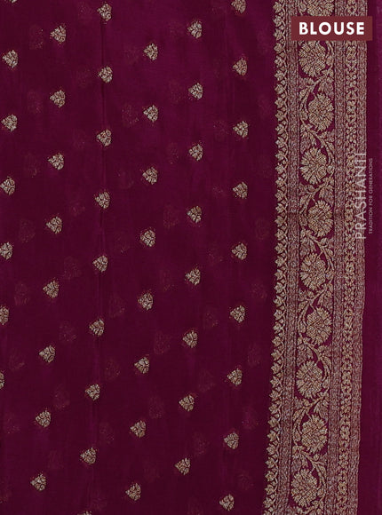 Banarasi semi crepe saree teal blue and wine shade with allover thread & zari woven buttas and woven border