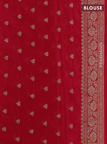 Banarasi semi crepe saree peacocok blue and maroon with allover thread & zari woven buttas and woven border
