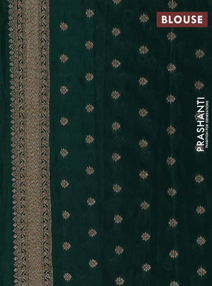 Banarasi semi crepe saree pastel green and bottle green with allover thread & zari woven buttas and woven border