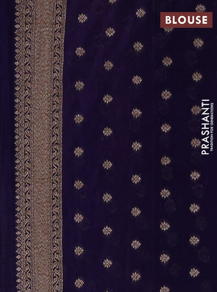 Banarasi semi crepe saree lavender and navy blue with allover thread & zari woven buttas and woven border